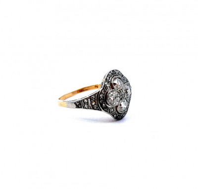 Starožitný zlatý prsten s diamanty, vel. 51