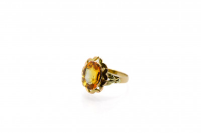 Zlatý prsten s citrínem, vel. 51
