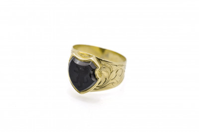 Zlatý pánský prsten, starožitný, vel. 57