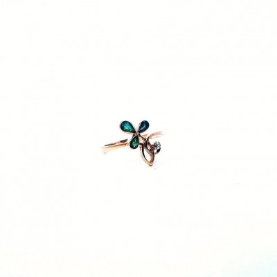 Starožitný zlatý prsten se smaragdy a diamantem, vel. 58