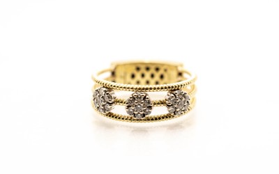 Zlatý prsten s diamanty, vel. 53,5
