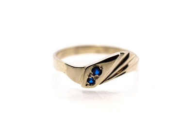 Zlatý prsten s modrými kamínky, vel. 53