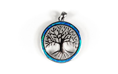Stříbrný přívěsek strom života s opálem