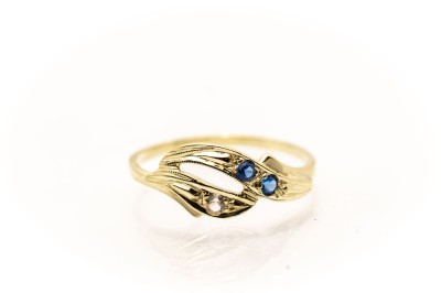 Zlatý prsten s modrými kamínky, vel. 54
