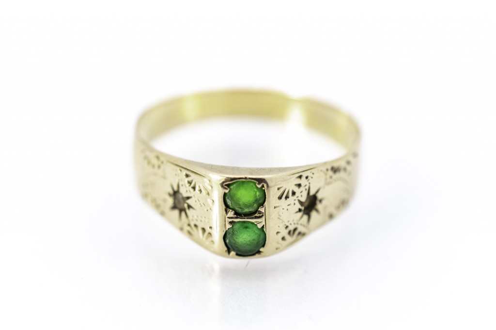Prsten zlatý se smaragdy
