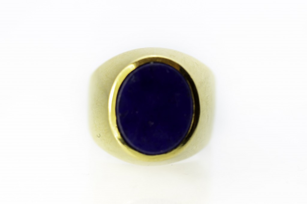 Zlatý prsten se sytě modrým kamenem - lapis lazuli, vel. 52