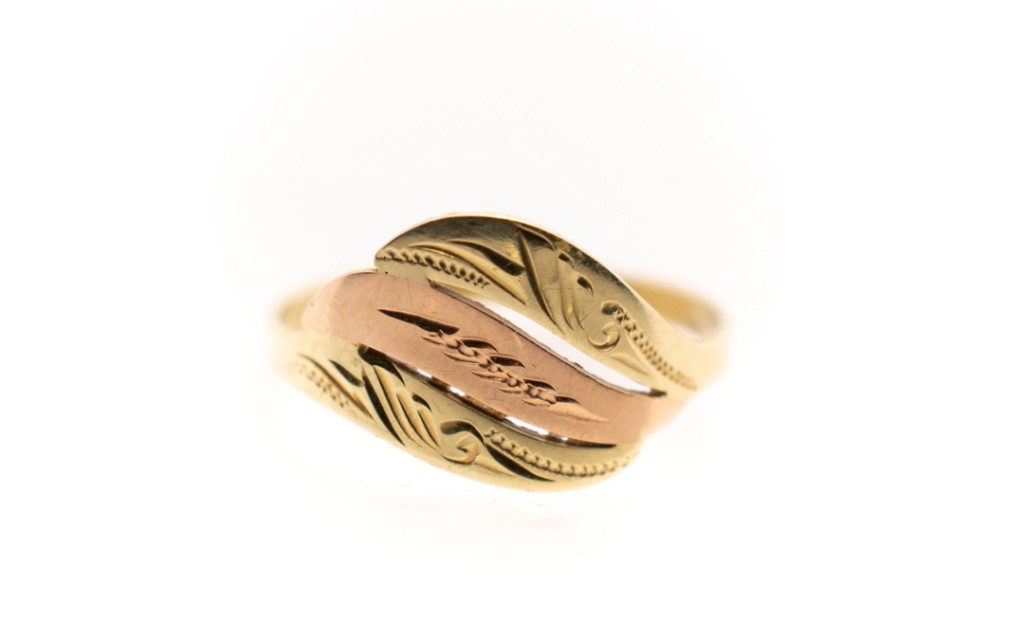 Zlatý prsten ze žlutého a růžového zlata, vel. 53